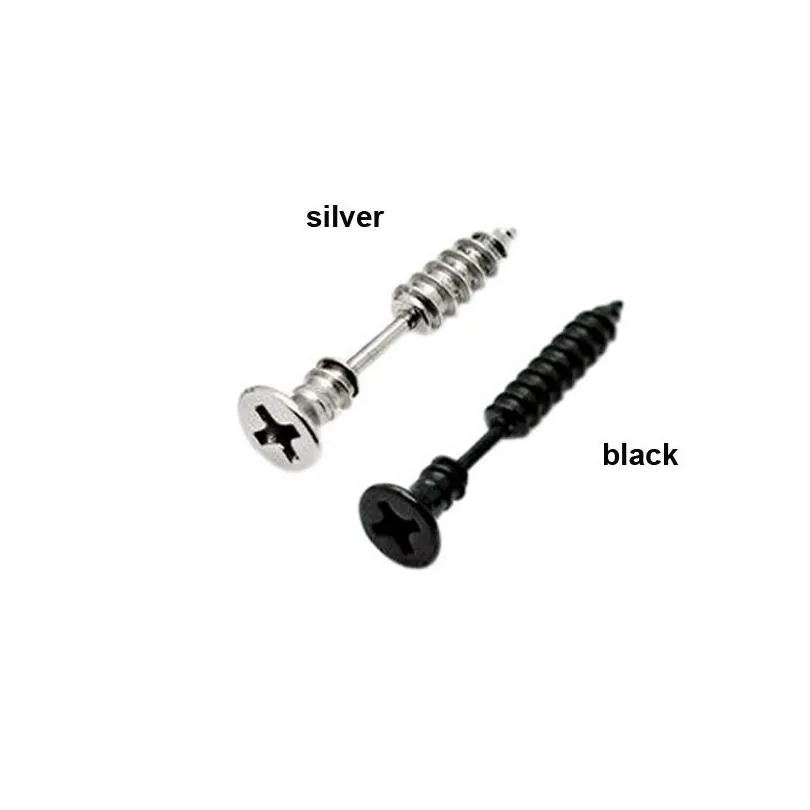 punk nail hole screw stud earrings stainless steel ear piercing jewelry earrings for women men