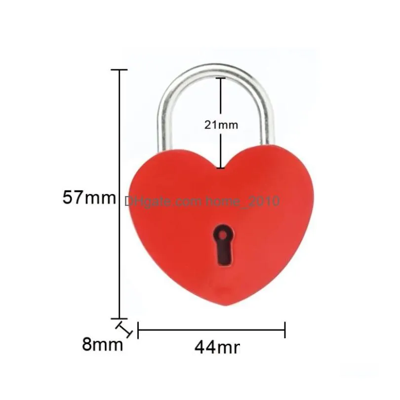 wholesale 7 colors heart shaped concentric lock metal mulitcolor key padlock gym toolkit package door locks building supplies sn4783