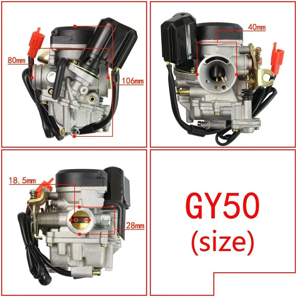 Carburetor & Parts 19Mm Pd19J Big Bore Carb Cvk Alu. Carburetor For Chinese Gy6 50Cc 60Cc 80Cc 100Cc 139Qmb 139Qma Scooter Moped Atv G Ot8Hd