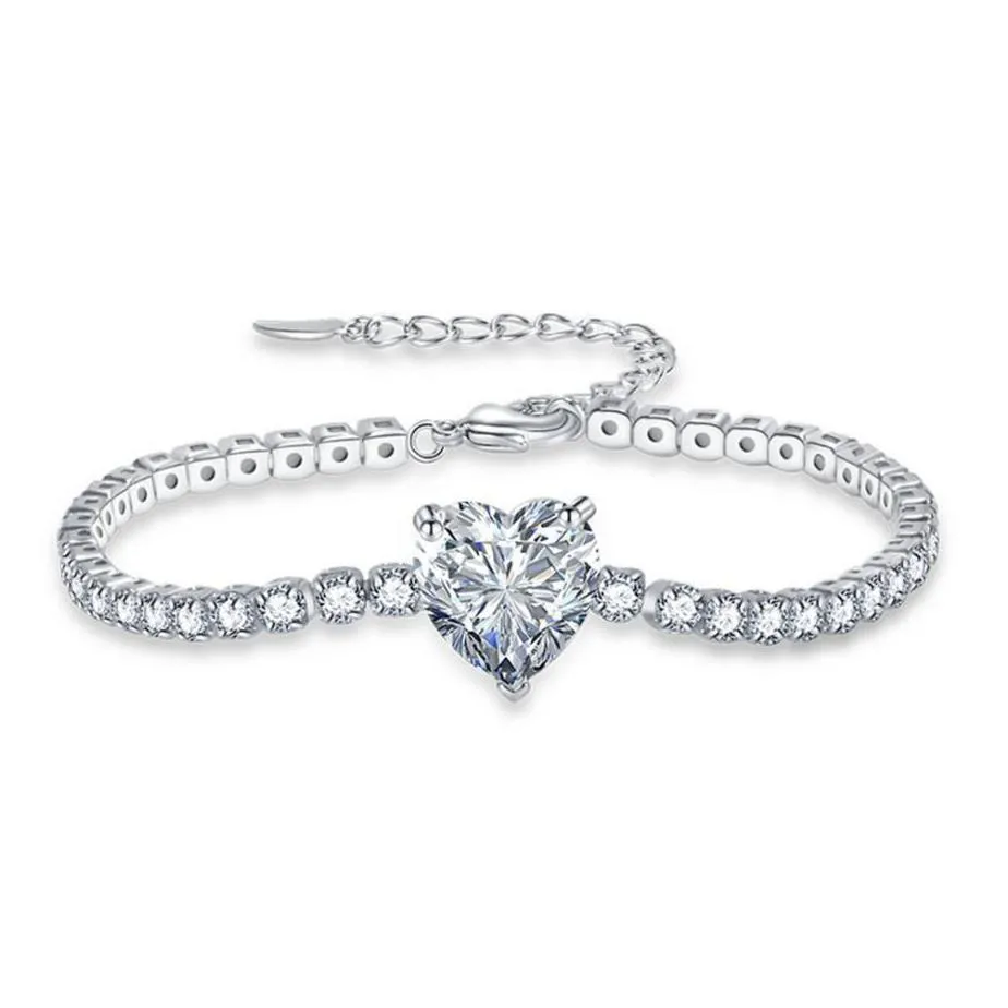 rhinestones bracelets for women luxury heart shape cubic zirconia bracelets party wedding fashion jewelry birthday gift