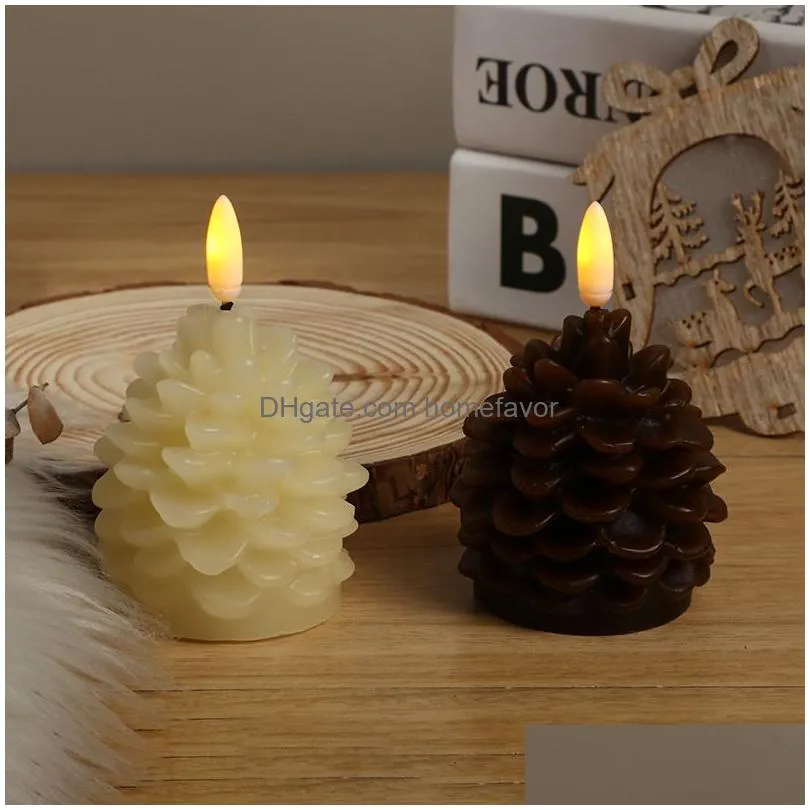 christmas decoration led bullet head pinecone electronic candle lamp home indoor scene layout lights