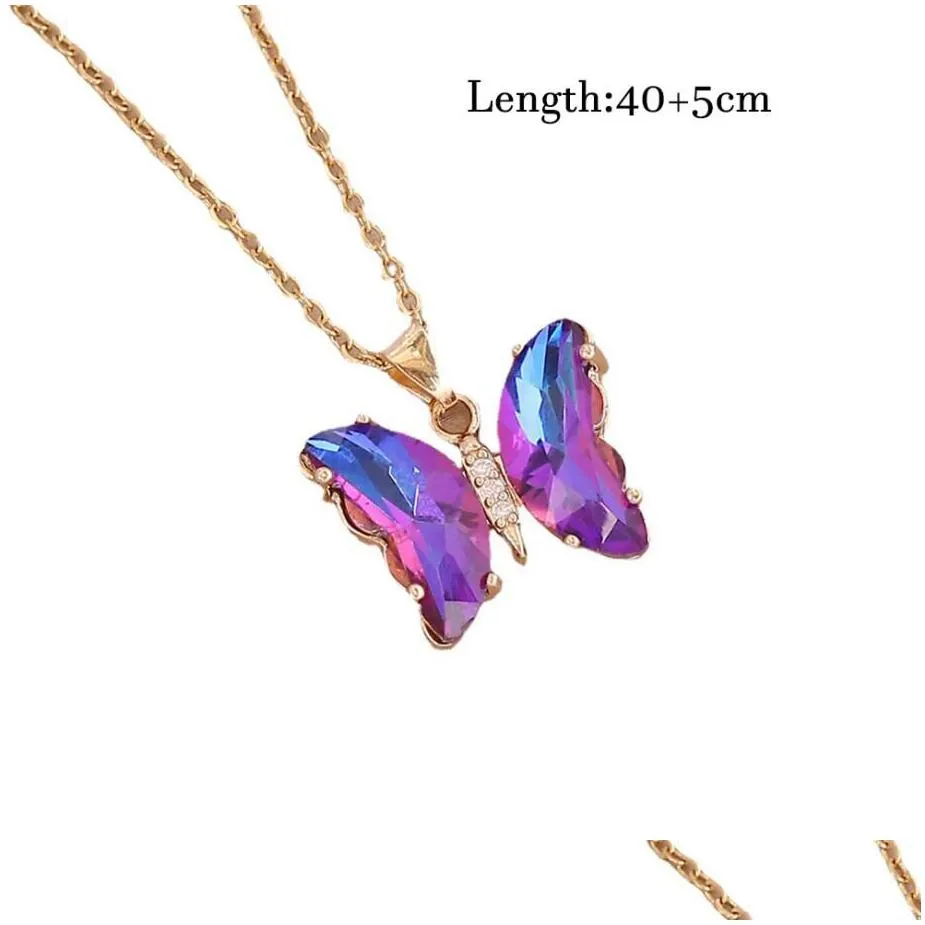personality fashion clavicle chain necklace for women girl gift gradient butterfly pendant necklace jewelry