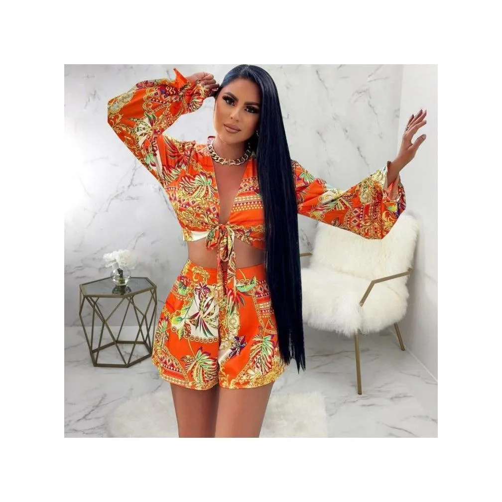 Two Piece Dress Solid Color Natural Waist Cropped Trouser Sets Drop Delivery Apparel Women`S Clothing Women`S Two Piece Sets Otwkx
