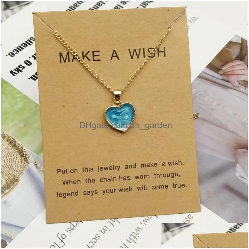 Romantic Sweet Cute Colorf Heart Shape Pendant Link Chain Necklaces For Women Girls Wedding Engagement Accessories Jewelry Dr Dhgarden Otaa5