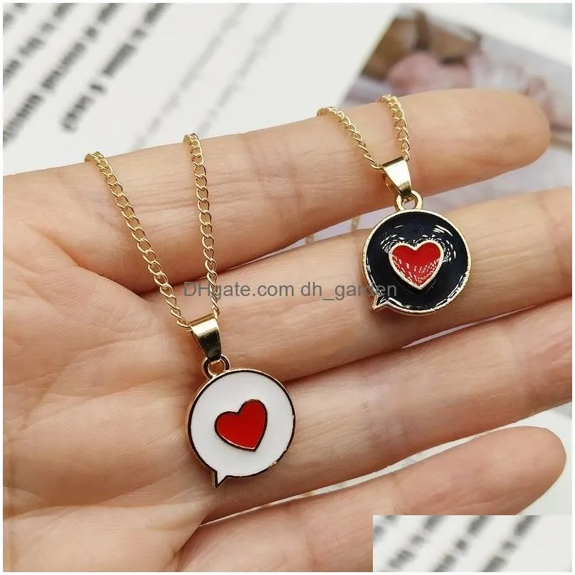 Romantic Sweet Cute Colorf Heart Shape Pendant Link Chain Necklaces For Women Girls Wedding Engagement Accessories Jewelry Dr Dhgarden Otaa5