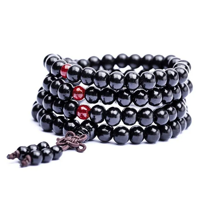 108*6mm genuine red sandalwood beads buddha malas bracelet healthy jewelry man wrist mala bracelets long bangle religion gift free