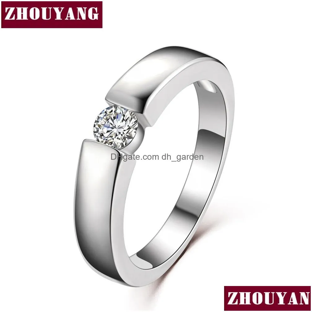 4.5Mm Hearts And Arrows Cubic Zirconia Wedding Ring Rose Gold Sier Color Classical Finger Rings R400 R406 Drop Delivery Dhgarden Otfkc