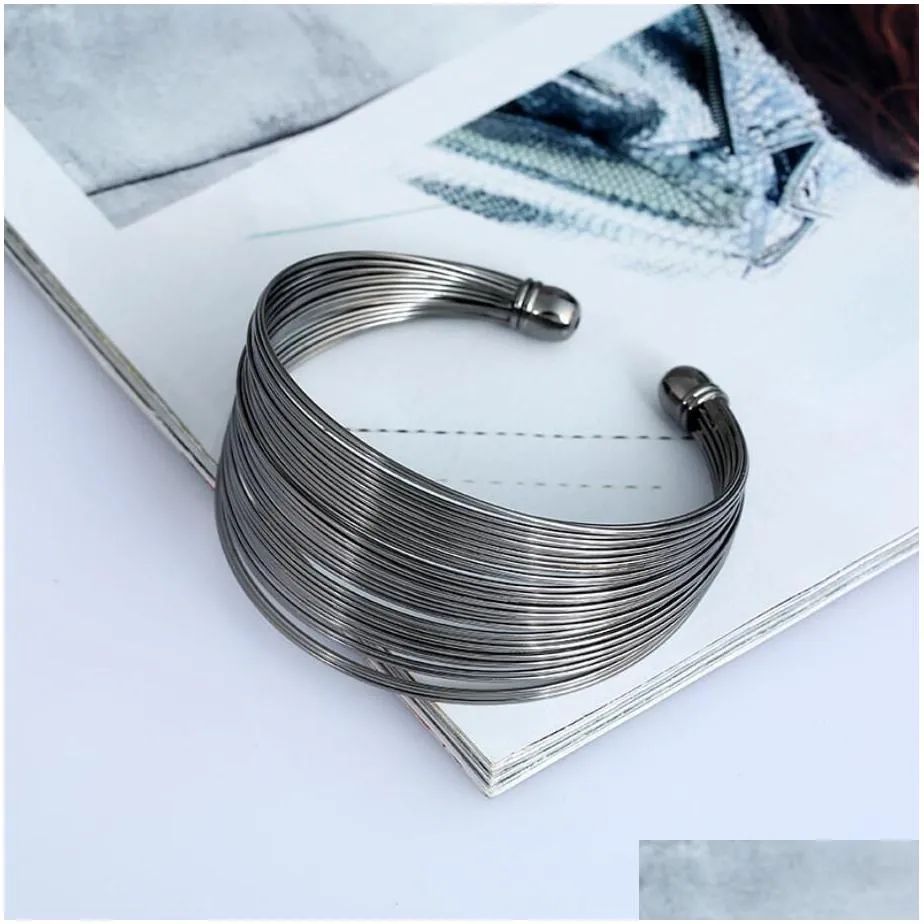 punk multilayer metal gold color bracelets cuff for women trendy alloy metal bangle bohemian jewelry accessories gift