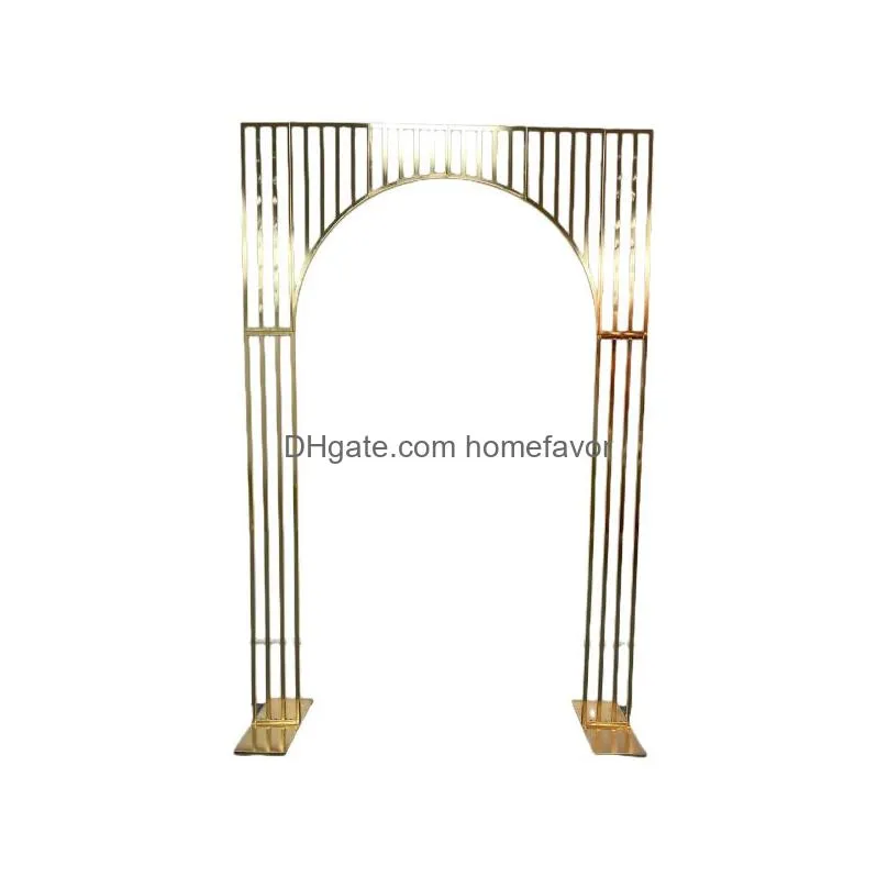 upscale wedding backdrop decoration gilded arch shelf geometry design wrought iron screen for outdoor party diy props