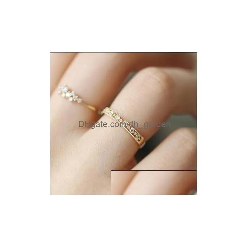 Ring For Women Lady Mini Cubic Zirconia Finger Rings Light Gold Color / Sier Fashion Jewelry Kcr088 Drop Delivery Dhgarden Ot4Ev