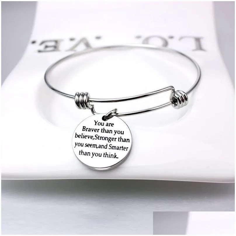 top quality stainless steel expandable wire bracelets women inspirational faith charms friendship bangle jewelry bestfriend gift