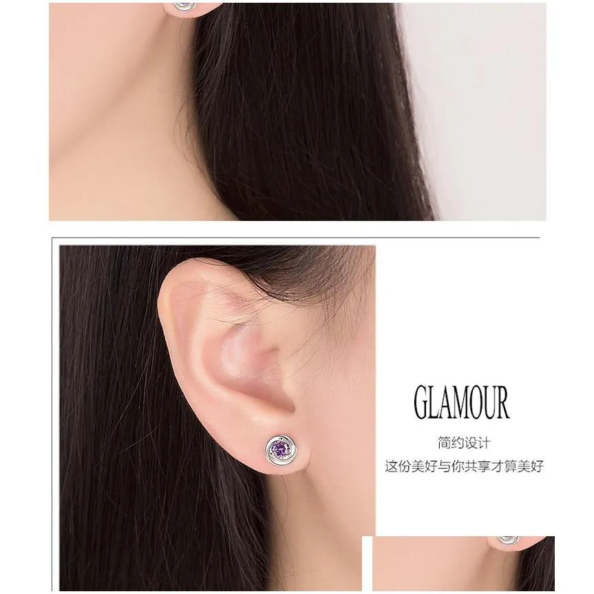 flower rotating love stud earrings purple crystal for women popular fashion peony rose ear lady accessories