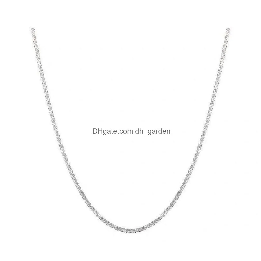 Sier Colour Sparkling Clavicle Chain Choker Necklace For Women Fine Jewelry Drop Delivery Dhgarden Otgkw