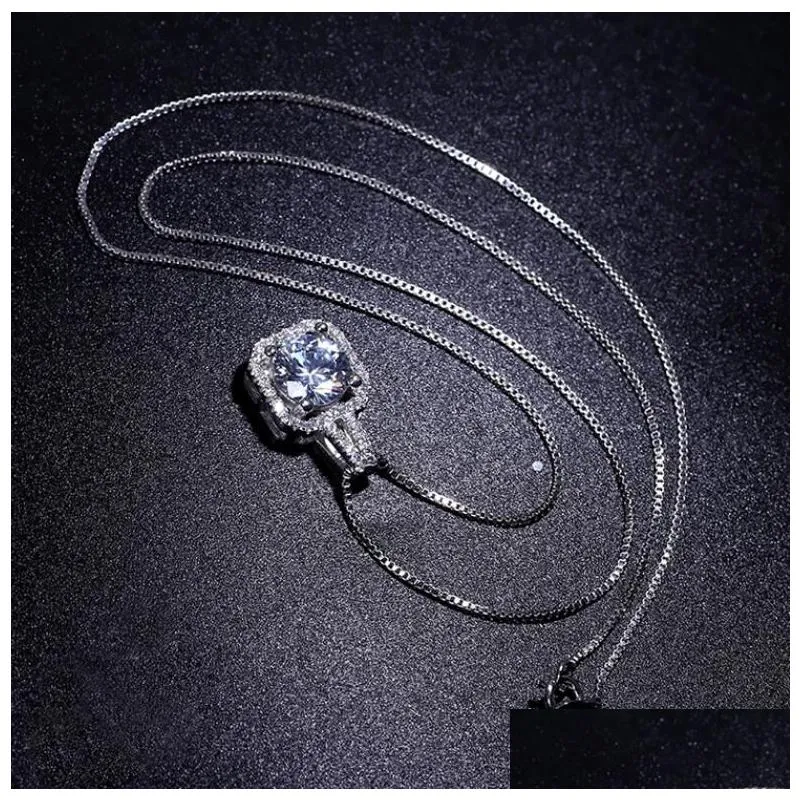 fashion classic silver box chain choker necklace clear zircon crystals pendant necklace for women jewelry valentine`s day gift