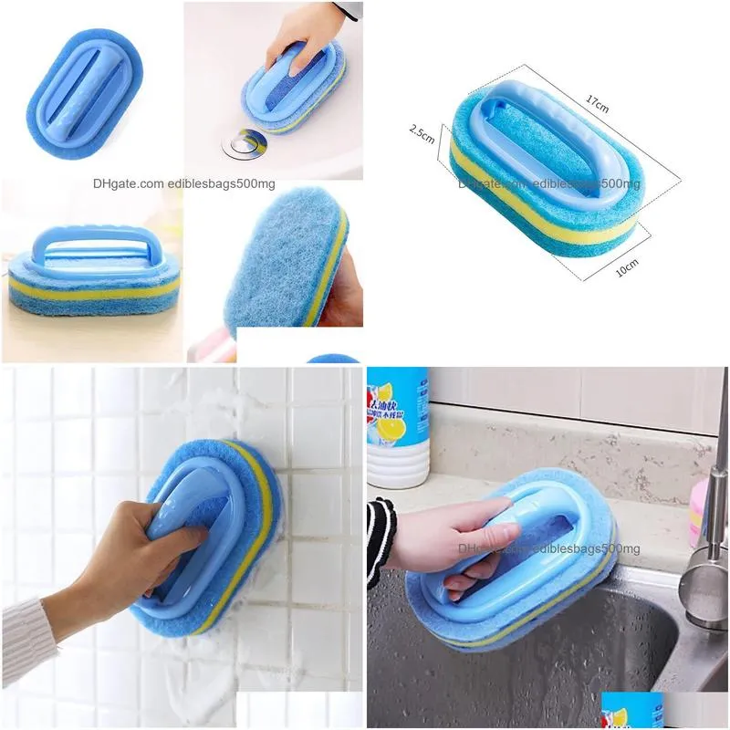 cleaning brushes kitchen bathroom toilet magic sponge glass wall bath brush handle sponge ceramic window slot clean 230719