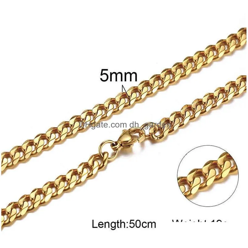 Vnox Men Simple 3-11Mm Stainless Steel Cuban Link Chain Necklaces For Male Jewelry Solid Gold Black Tone Gifts  Curb Dro Dhgarden Otq7B