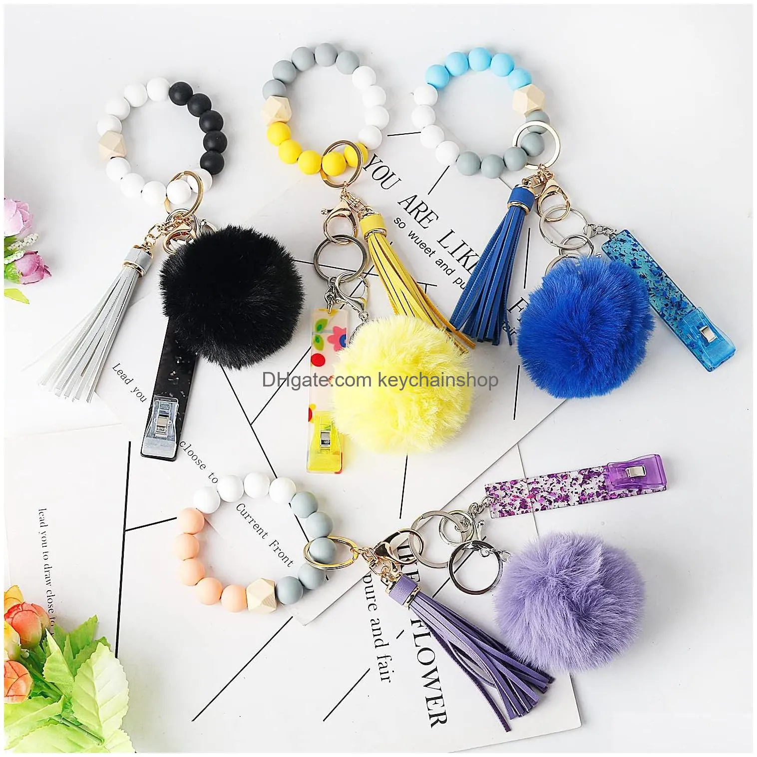 Credit Card Pler Grabber Clips For Long Nails Atm Keychain Faux Rabbit Fur Ball Drop Delivery Dh1Do