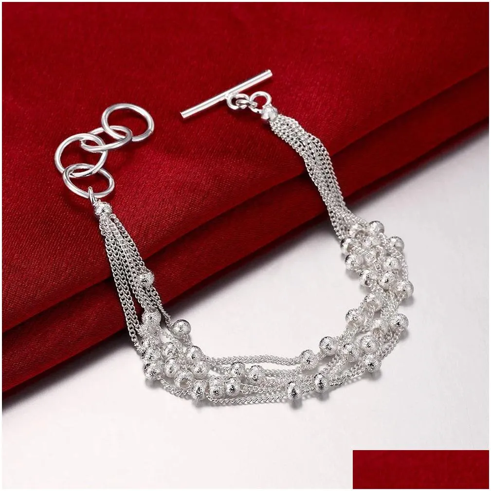 wholesale beads chain silver color bracelets for women lady wedding high quality fashion jewelry christmas gifts nice