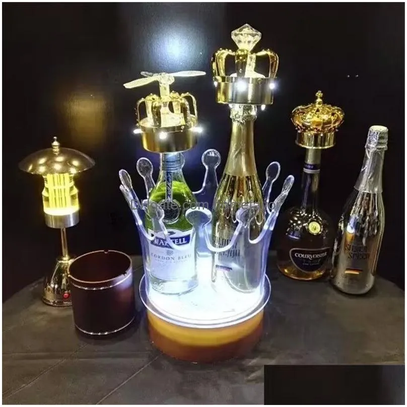 crown design champagne ice bucket led beer holder bar cooler container acrylic wine rack for nightclub ktv party decoration