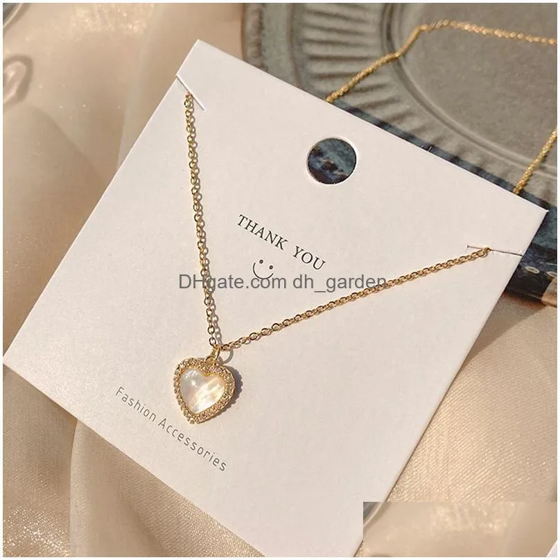 Gold Color Heart Shaped Opal Chain Pendant Necklace For Women Temperament Jewelry Shiny Crystal Wedding Gift Drop Delivery Dhgarden Otof3