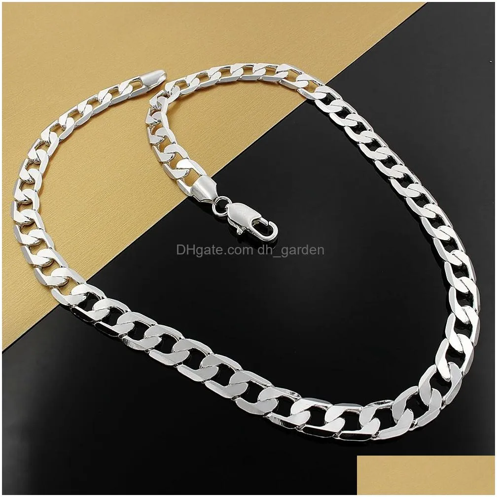 Chains 925 Sterling Sier Necklace For Mens 20 Inches Classic 8Mm Chain Luxury Jewelry Drop Delivery Jewelry Necklaces Pendant Dhgarden Ottd5