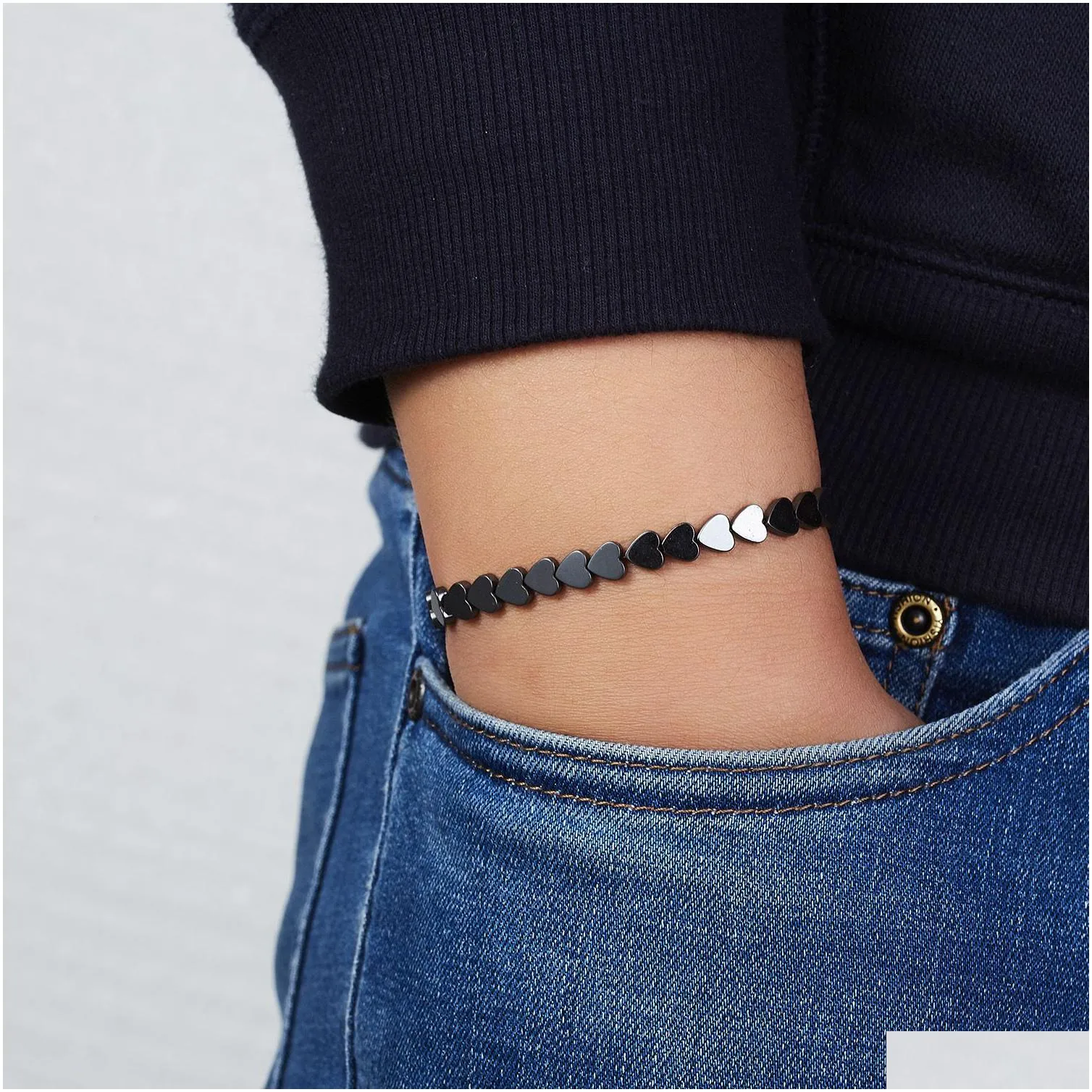 magnetic therapy health care loss weight effective black stone bracelets slimming stimulating acupoints arthritis pain relief