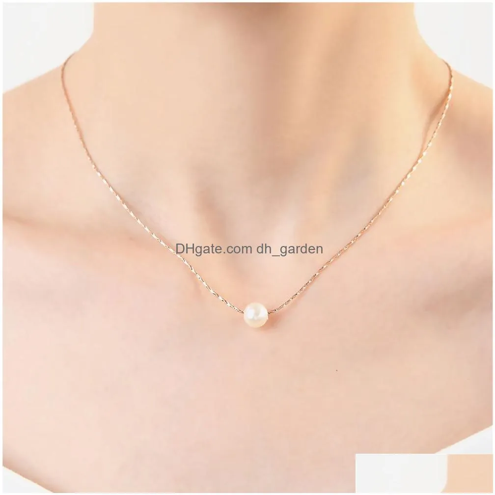 Simple Lady Style Imitation Pearl Rose Gold Color Jewelry Necklace Earring Set For Women Zys358 Drop Delivery Dhgarden Otq1C