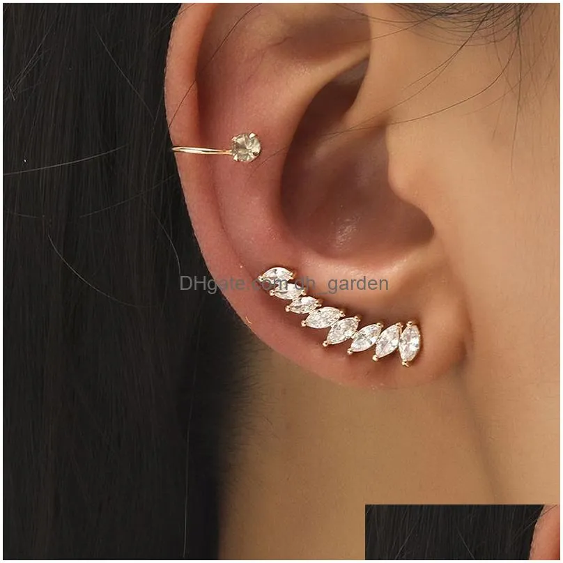 Cartilage Piercing Cuff Earring Earcuff Wrap Rock Earrings No Women Crystal Clip Ear Adjustable Drop Delivery Dhgarden Otht8