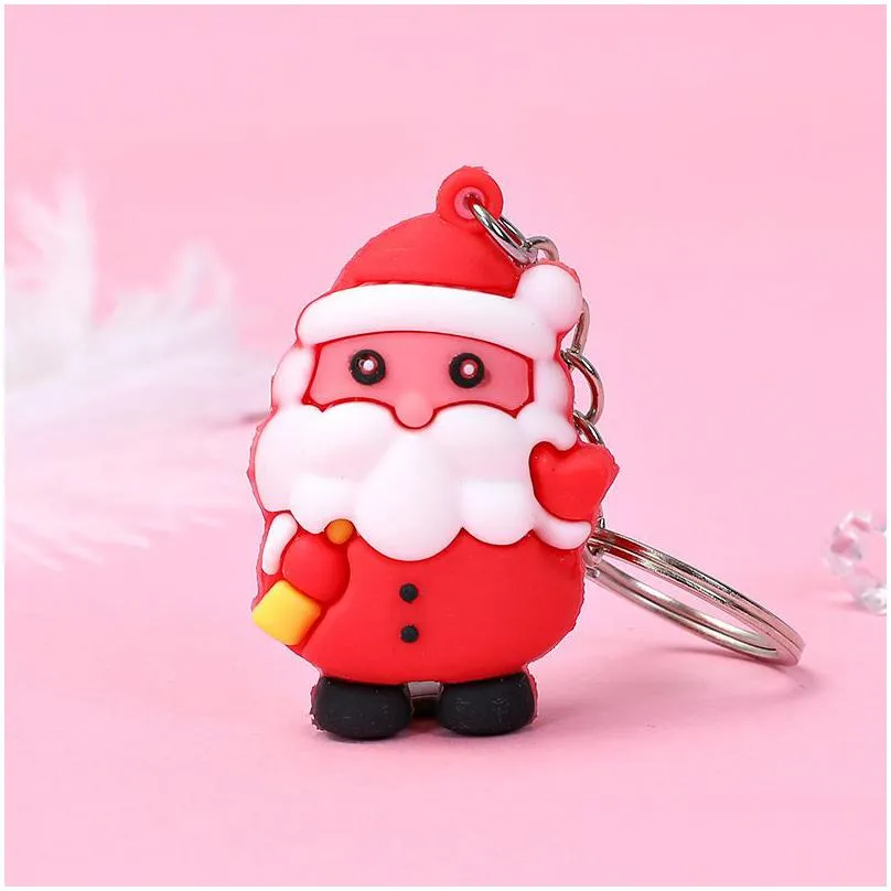 santa claus keychain men and women christmas gift pendant couple key ring ornaments cartoon keyring