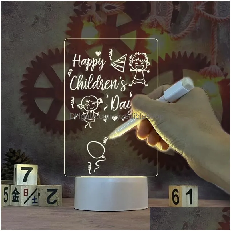 note creative led usb message board holiday light with pen gift for children girlfriend decoration night lamp 220706