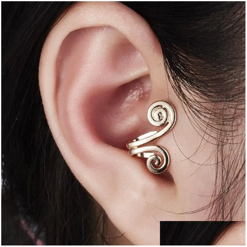  design simple trendy king clip-on back ear cuff earrings for women fake piercing ear cartilage geometric earring gold silver plated personality jewelry