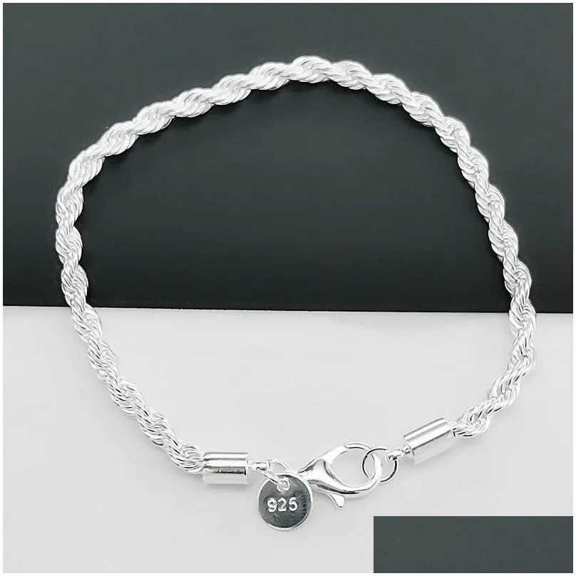 silver color chain exquisite twisted bracelet fashion charm women men solid wedding cute simple models jewelry