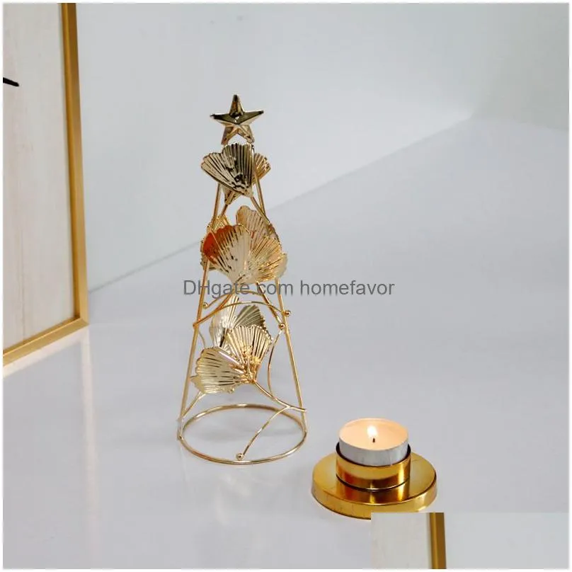 european style golden apricot leaf tree candle holder metal table centerpieces fragant candlestick for christmas wedding gift