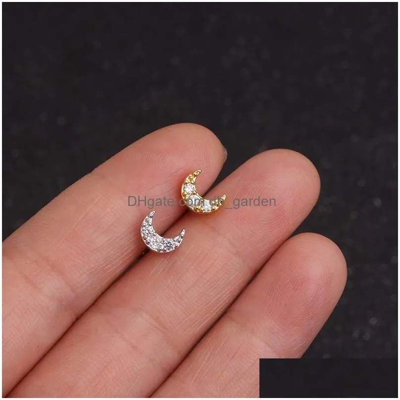 1Pc Fashion Cz Ear Studs Cartilage Earring For Women Stainless Steel Zircon Small Stud Piercing Jewelry Gifts Gold Drop Deliv Dhgarden Ot9Uz