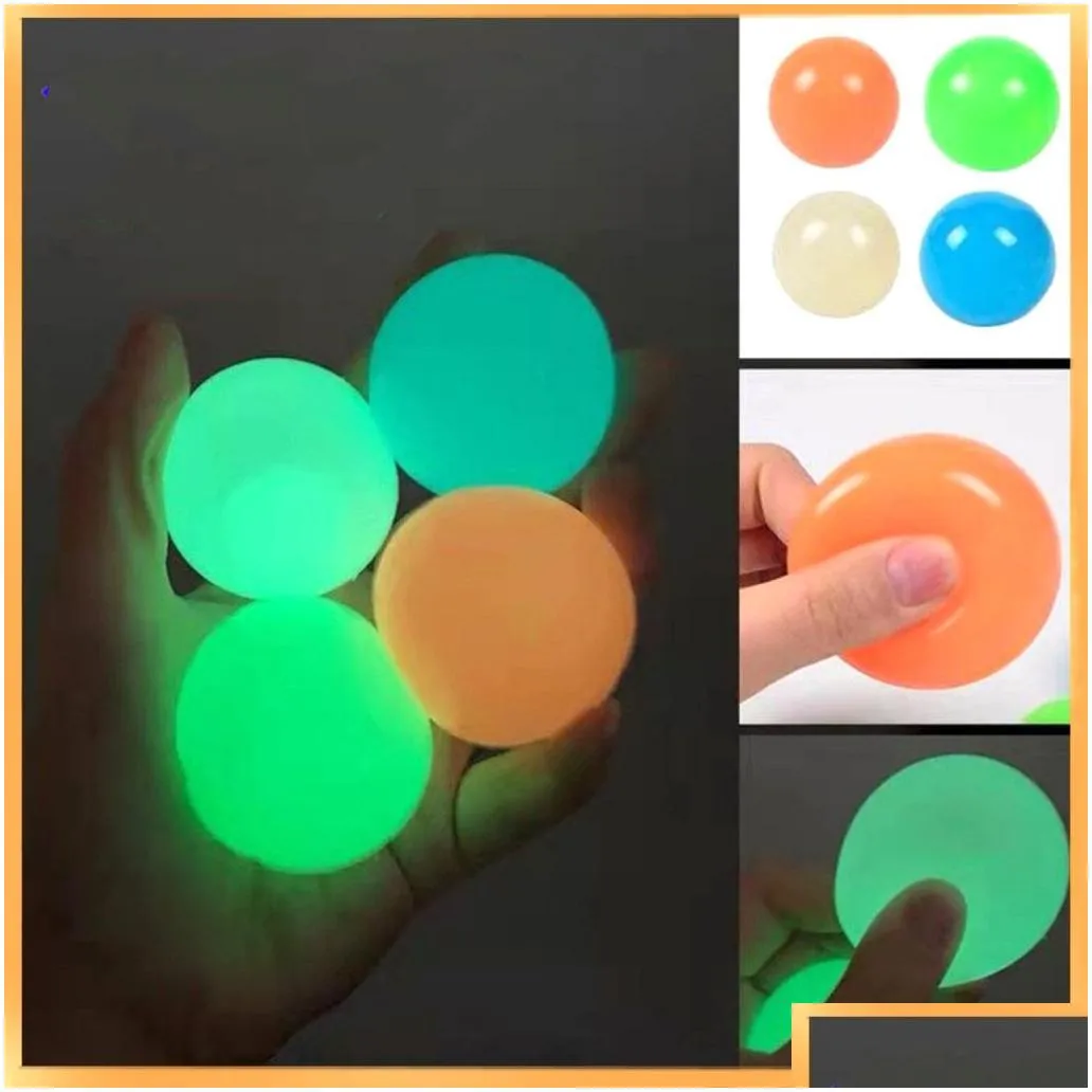 Party Favor Luminous Sticky Ball Party Favor Fluorescent Ceiling Target Parent-Child Interactive Gift Decompression Toy Wholesale Drop Dhufi