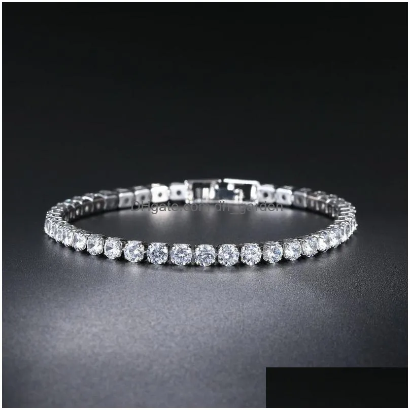 Tennis Bracelets For Women Round Crystal Gold Color Bangle Chain Wedding Drop Delivery Dhgarden Ot6Tj