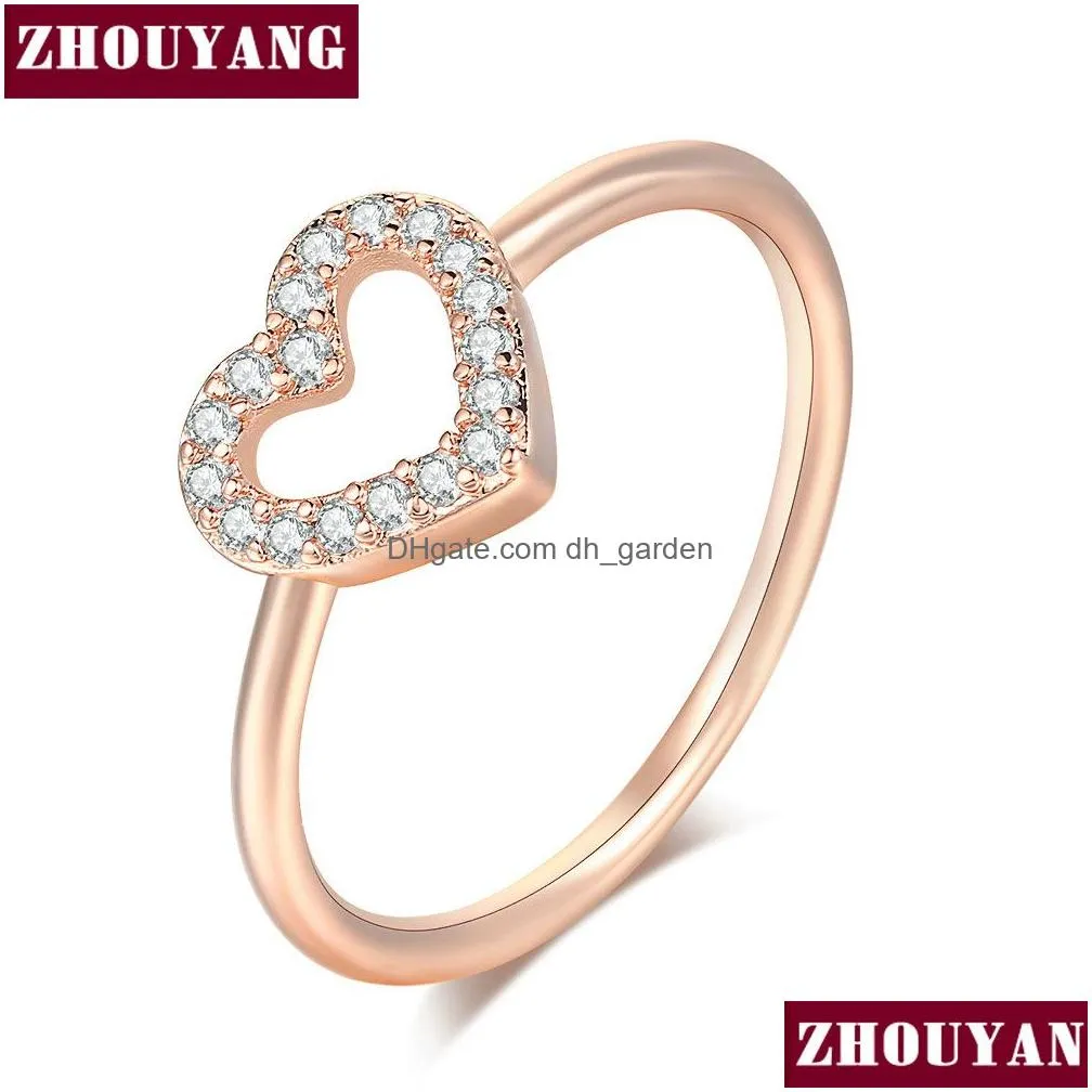 Rings For Women Girls Sweet Romantic Cute Heart Zircon 3 Color Wedding Party Daily Finger Ring Fashion Jewelry R916 Drop Deli Dhgarden Otfjq