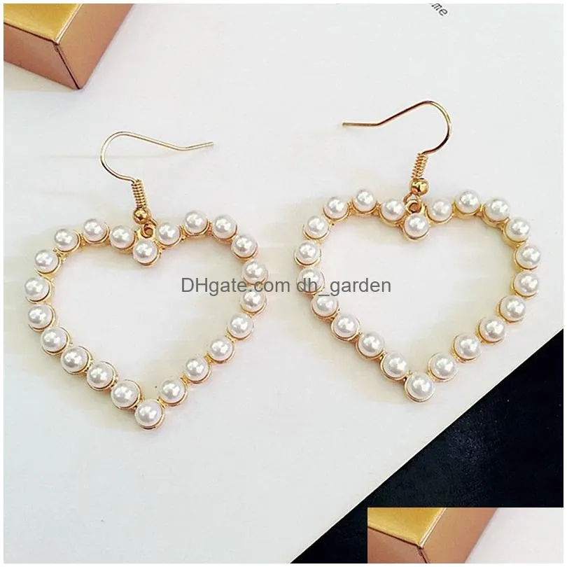 Pearl Earrings For Women Hollow Heart Pendants Personality Hanging Boucle Oreille Drop Delivery Dhgarden Otacb