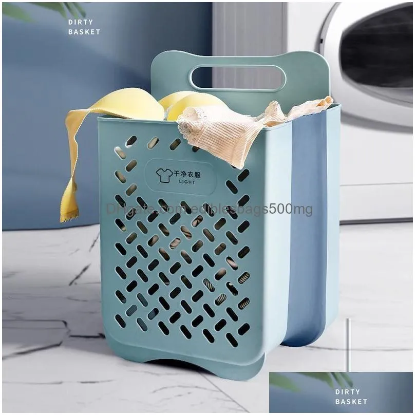 storage baskets folding laundry clothes basket home garbage accessories portable save space punch dirty holder bucket 230710