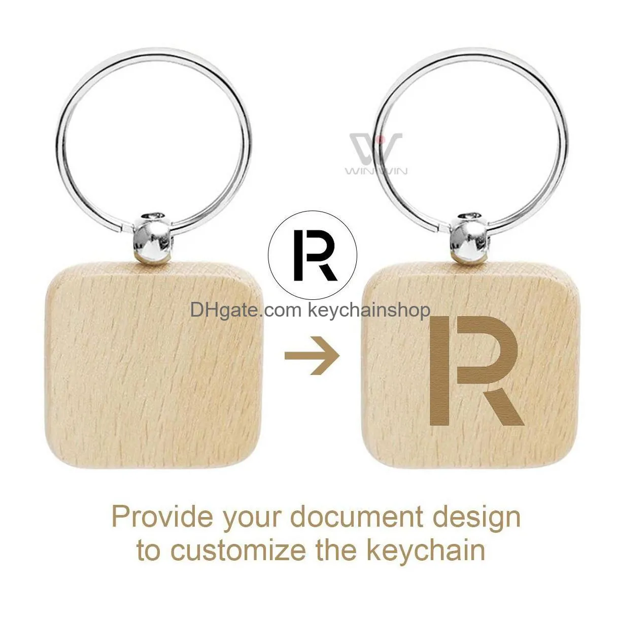 Blank Round Rec Wooden Key Chain Diy Pendant Wood Keychain Keyring Tags For Birthday Christmas New Year Gifts Fy5473 Tt1110 Drop Deliv Dh6Hc