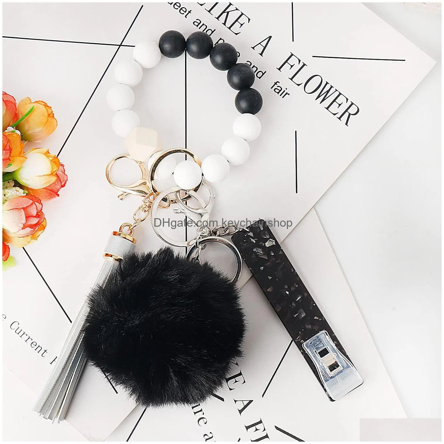 Credit Card Pler Grabber Clips For Long Nails Atm Keychain Faux Rabbit Fur Ball Drop Delivery Dh1Do