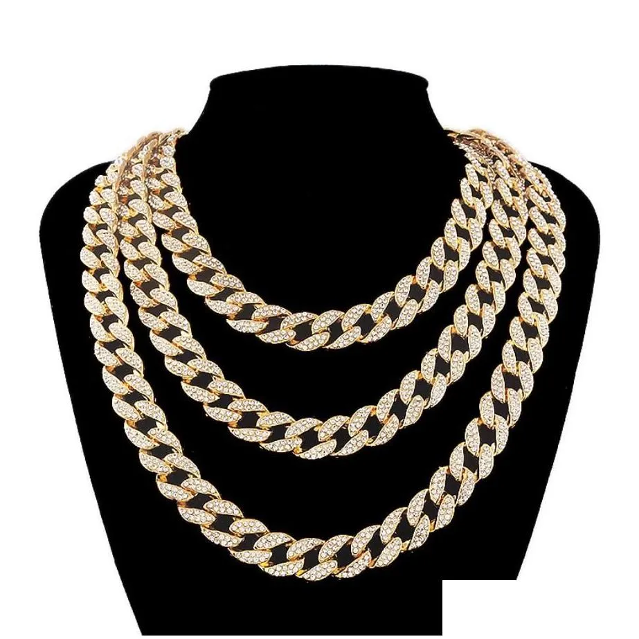 hip hop bling tennis fashion chains jewelry mens gold silver  cuban link chain necklaces diamond iced out chian necklaces