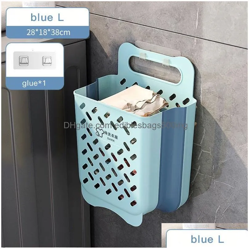 storage baskets folding laundry clothes basket home garbage accessories portable save space punch dirty holder bucket 230710