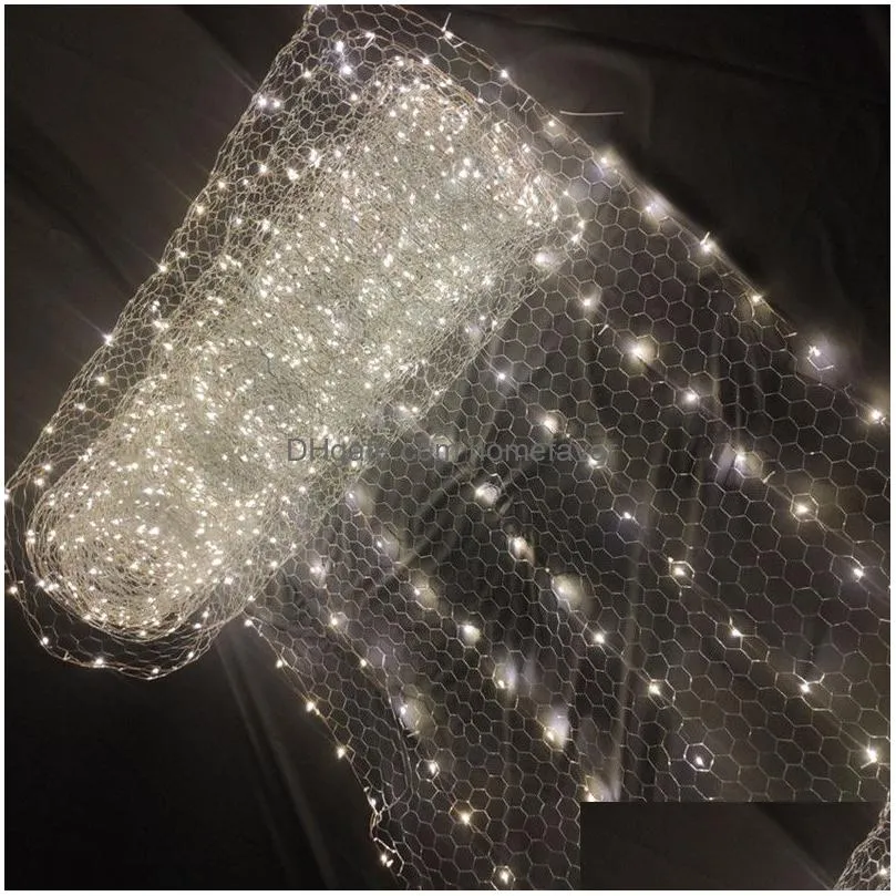 wedding ceiling decoration centerpieces led wire meshes light string star net rice lamp party window el ornament