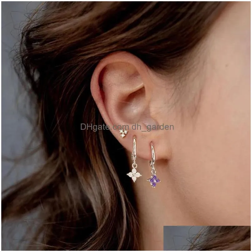 2Pc Cubic Zirconia Small Hoop Earrings For Women Little Pendant Cartilage Earring Helix Tragus Piercing Jewelry Drop Delivery Dhgarden Ot3Xt