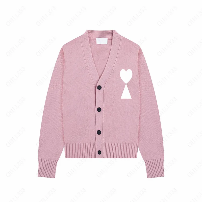 france amis cardigan designer knitted sweater women sweaters man jumper sweater high end quality 780g cloth unisex heart pattern design luxury wholesale instock