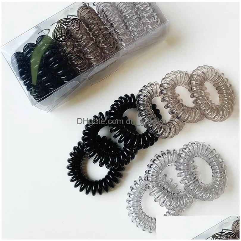 9/1Pcs Colorf Telephone Wire Elastic Hair Bands For Women Girls Headwear Ponytail Holder Rubber Chic Accessories Drop Deliver Dhgarden Ot1Wa