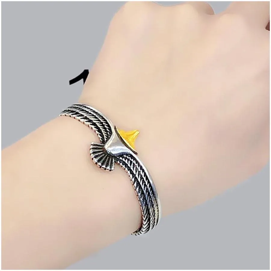 vintage  bracelet cuff open adjustable bangle creative  feather jewelry gift for boyfriend valentine bangles bracelets