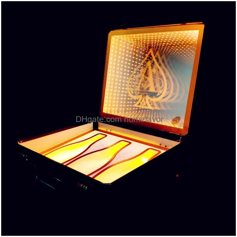 fashion bar tools 3 bottles capacity led ace of spade champagne suitcase vip wine bottle presenter box glorifier display case for nightclub