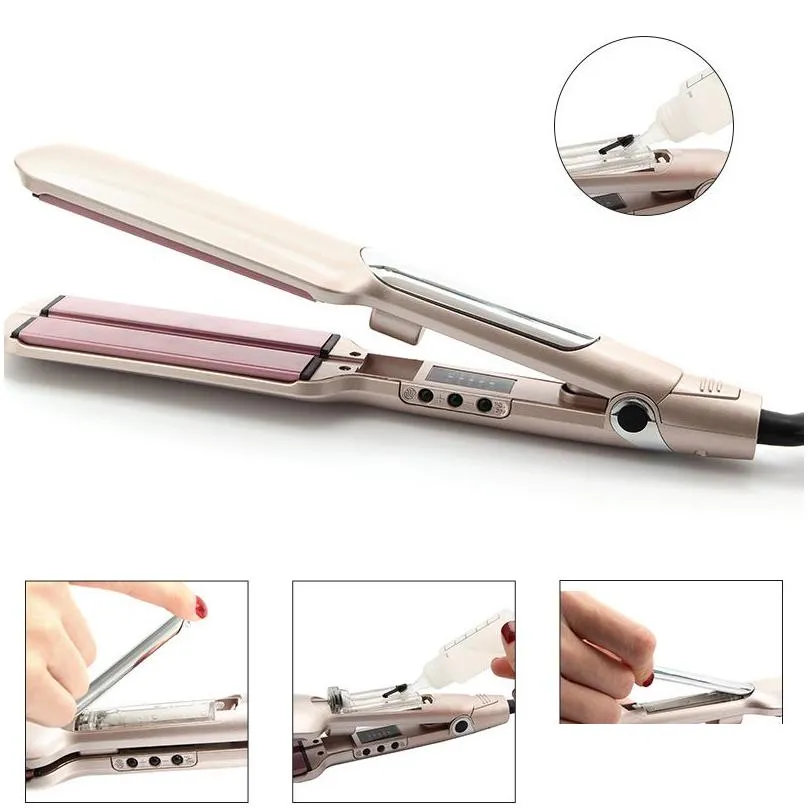 Hair Straighteners 2 In 1 Infrared Hair Straightener Flat Iron Ceramic Mch 60S Heatup 450 Degrees Salon Trason Steam Iron3053197 Drop Otfnb